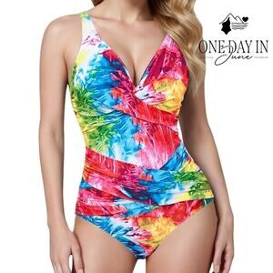 Smismivo Twist Front One Piece Swimsuit Size XL